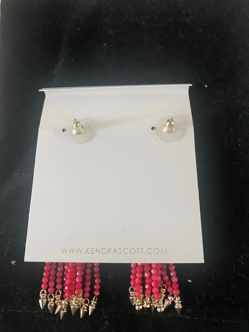NWOT Kendra Scott MISHA  beaded tassel statement earrings Red Mother of Pearl
